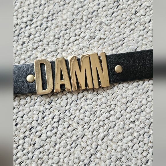 Nwt Black Leather Belt with Gold Accent - Picture 2 of 4